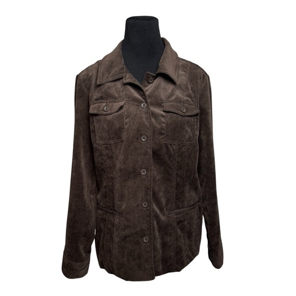 Croft & Borrow Brown Corduroy Jacket Women's SZ L Classic Neutral Minimal Career - Picture 1 of 11